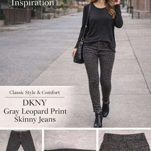 DKNY Charcoal Leopard Print Skinny Jeans